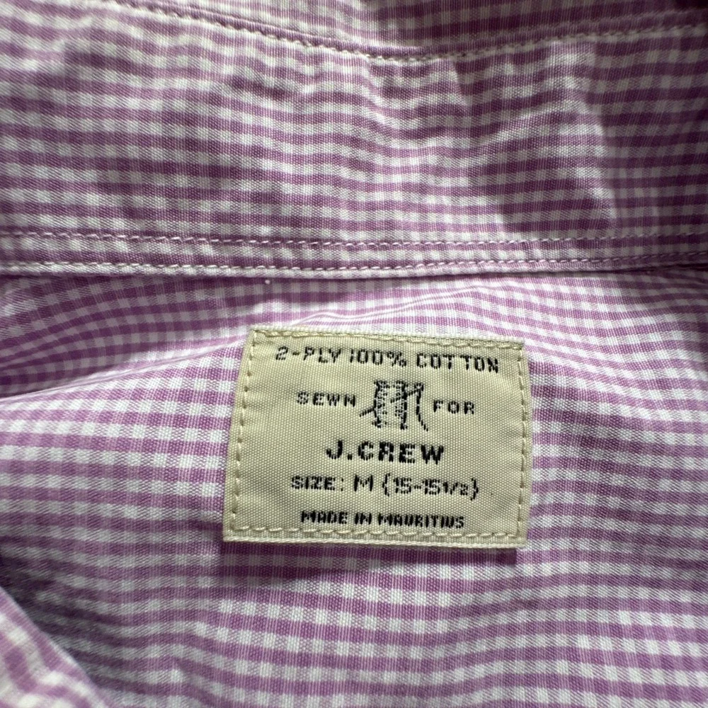 J Crew Shirt Mens M Pink Gingham 2-Ply Cotton Button Heritage Preppy Minimal